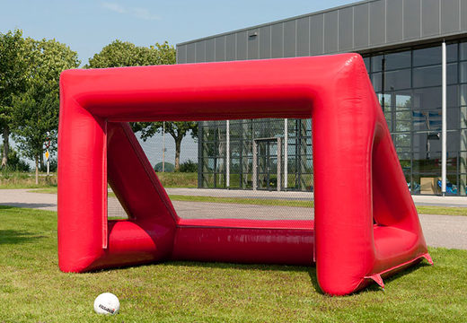Zamów nadmuchiwaną czerwoną bramkę do piłki nożnej w rozmiarze bramki do futsalu dla małych i dużych. Kup dmuchaną bramkę piłkarską online w JB Inflatables Nederland