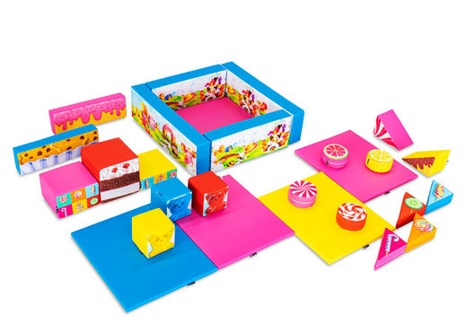Zestaw zabaw XL w klimacie słodyczy z kolorowymi klockami do zabawy