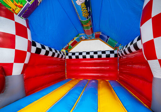 Zamów zamek dmuchany A-frame w stylu komiksowym online w JB Inflatables